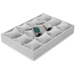 XHMQYC Watch Tray Jewelry Organizer 12 Grid Stackable Bracelet Bangle Display case Holder Adjustable Pillow Grey