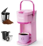 Tastyle Single Serve One Cup Coffee Maker, for K Cups and Grounds, Mini Coffee Maker with Portable Handle, 6 to 12 Oz Brew Size, for Travel, Camping, Office, RV and Dorm, Dusty Rosa