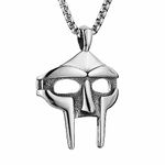 AsAlways Stainless Steel MF DOOM Mask Necklace Hip Hop Rap Totem Pendant for Party Best Gift, Stainless Steel, No Gemstone