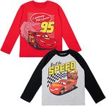 Disney Pixar Cars Lightning McQueen Tow Mater Toddler Boys 2 Pack Long Sleeve T-Shirts Red/Grey Heather 5T