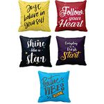 TheYaYaCafe Canvas Cotton Just Believe in Your Self Motivational Quotes Printed Sofa Throw Pillows Cushion Cover (Multicolour, 12X12 inches) -Set of 5