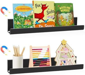 2 Pack Magnetic Book Shelf for Classroom, Strong 8.8lb Magnet Acrylic Whiteboard Shelves, Teacher Supplies Organizer for Kids Books, Posters, Flash Cards, Classroom Accessories Storage (Black)