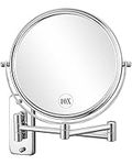 Wall Mounted Makeup Mirror, 10X Magnification 8 Inch Double Sided Swivel Extendable Bathroom Mirror, Chrome DECLUTTR