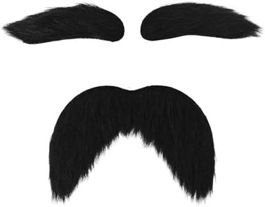 AXEN Fake Mustache and Eyebrows, Self Adhesive Fake Beard Mustaches Bushy Eyebrows, Funny Cosplay Costume Accessories, Black