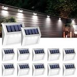 GIGALUMI 12 Pack Solar Fence Lights Outdoor, Solar Deck Lights Outdoor Waterproof, LED Step Lighting Stainless Steel Waterproof Solar Powered Lights for Step、Stairs、Pathway、Walkway、Garden(Cold White)