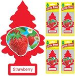 LITTLE TREES Car Air Freshener I Hanging Tree Provides Long Lasting Scent for Home & Office | Automatic Air Freshener | Strawberry (Pack of 4)