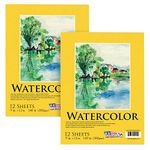 U.S. Art Supply 9" x 12" Premium Heavy-Weight Watercolor Painting Paper Pad, 140 lb. (300gsm), Pad of 12-Sheets