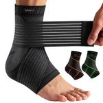 Ankle Support Brace strap for Ligament Damage, Sprained Ankles, plantar fasciitis & Achilles Tendonitis Relief Compression Support for Women, Men, and Athletes Foot Brace for Sports (1, Black, L)