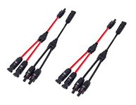 Dongge Solar Connection Y-Branch Parallel Adapter Solar Panel Cable Plug Distributor Photovoltaic Branch Plug and Socket Supports 30A High Current Red and Black Cable 2 Sets