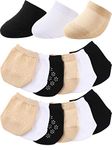 SATINIOR 12 Pairs Women Toe Topper Socks Nylon Toe Liner Half Seamless Socks Low Cut No Show Socks for Women(3.94 x 3.54 Inch,Black, White, Skin Color)