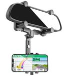 Phone Mount for Car【Large Rear Mirrors Friendly】 Rear View Mirror Phone Holder,【Upgraded 4 Clip More Stable】 360 Rotatable and Retractable Car Phone Holder Fit All Mobiles & Fits Bigger Vehicle