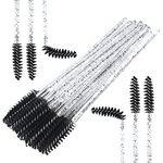 Eyelash Brush Pack of 50 - Bendable, Lightweight Disposable Mascara Wands - 10cm Long Eyelash Spoolies for Lash Extensions, Eyebrows Contouring and Makeup - Black