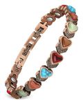 Feraco Copper Bracelet for Women-Pure Copper Magnetic Therapy Bracelets,Heart-shaped Natural Turquoise Gem Magnetic Bracelets,Upgraded Version-3800 Gauss Effective Magnet-Bangle Gifts for Women