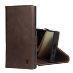 TORRO Case Compatible with Samsung Galaxy S24 Ultra 5G – Premium Leather Wallet Case with Kickstand and Card Slots (Dark Brown)