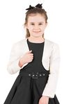 BlackButterfly Kids Satin Long Sleeve Bolero Childrens Girls Shrug (Ivory, 7-8 Years)