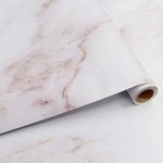 17.71" x 78.7" Marble Contact Paper Film Peel and Stick Countertops Vinyl Wallpaper Thick Waterproof Self Adhesive Removable Authentic White Granite Look Marble Decorative Shelf Liners