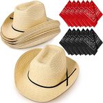 SATINIOR 12 Set Straw Cowboy Caps a