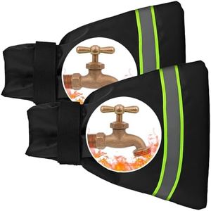 Outdoor Faucet Covers for Winter, 9.8" x 6.3" Insulated Spigot Cover, Waterproof Hose Bib Covers for Freeze Protection, Patio Winterizing Home Must-Have Faucet Cover for Outside Yard (Green, 2PC)