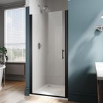 ELEGANT Pivot Shower Door 32 in. W x 72 in. H, Pivot Swing Shower Doors with 1/4 in. Clear Tempered Shower Glass Panel in Matte Black, Semi-Frameless Glass Shower Door
