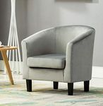 Velevt Fabric Tub Chair Armchair club Chair for Dining Living Room & Cafe (Grey)