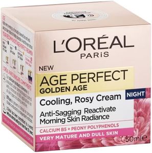 L'Oréal Paris Night Cream, Radiant Rosy Skin, For Mature to Dull Skin, Enriched With Calcium B5 and Peony Polyphenols, Age Perfect Golden Age, 50ml