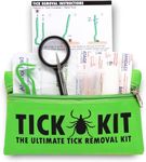 Tick Remover Tool Kit For Humans, Cats, Dogs and Pets, Lyme Prevention Plus 3 Tick Removal Tools, Small & Large Tick Crowbars & Fine Point Tweezers with Magnifying Glass + First Aid Bandages & Cleaning Wipes - Canadian Owned