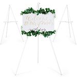 VISWIN 3 Pcs 160cm Wooden Tripod Display Easel Stand for Wedding Sign, Poster, A-Frame Artist Easel Floor with Tray for Painting, Canvas, Foldable Easel - White