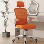 Mimoglad Office Chair, High Back Ergonomic Desk Chair with Adjustable Lumbar Support and Headrest, Swivel Task Chair with flip-up Armrests for Guitar Playing, 5 Years Warranty (Modern, Orange)