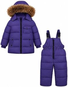 DivingBirds Kids 2-Piece Insulated Winter Snowsuit, Purple, 4-5Y