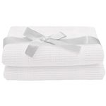 Noble & Brite Cotton Cellular Baby Blankets Twin Pack, Cellular Blanket For Newborn Baby, Soft and Lightweight For Baby Cot, Pram, Moses Basket, Travel (100 x 75cm, White)