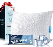 Cooling Memory Foam Pillow for Sleeping, Adjustable Shredded Memory Foam Bed Pillow, Breathable Bamboo Rayon Cover, Soft & Supportive Pillow for Side Back Stomach Sleepers, Queen Size 1-Pack