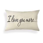 Ogiselestyle Farmhouse Pillow Covers with I Love You More Quotes 12" x 20" Lumbar Pillow Covers Home Decorative Linen Cushion Case for Sofa Couch Housewarming Gifts Family Room Décor