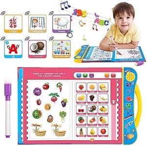 Qizebaby Montessori Kid Learning Toys，English ABC Electronic Busy Book with Drawing Pen, Learn Alphabet Numbers,Talking Books for Kids 3-5,Educational Toys for Toddlers Boys Girls 2 3 4 5+ Year Old