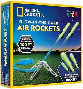 National Geographic Air Rocket Launcher Toy - Launch Glow in The Dark Rockets up to 100 Feet, Kids Outdoor Toys, Toys for Kids 8-12, Glow in The Dark Toys, Rocket Kit, Fun Outdoor Toys for Kids