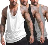 COOFANDY Men's 3 Pack Tank Tops Gym Workout Y-Back Sleeveless Muscle Fitness Bodybuilding Tank Shirts