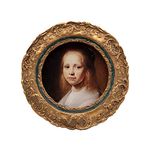 Small Antique Round Picture Frame 3 x 3, Mini Vintage Ornate Photo Frame, Table Top Display and Wall Hanging, Photo Gallery Art Deco Home Decor, Bronze Gold and Navy Blue – by SYLVIA‘S SHOP