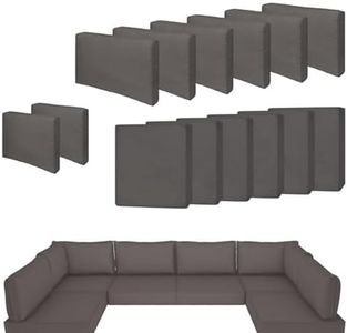 14 Pcs Outdoor Patio Furniture Cushion Covers Replacement, 25.5x25.5x4 inch Waterproof Cushion Covers for Outdoor Furniture, Reusable 3 Sizes Patio Sofa Couch Slipcovers with Zippers, Covers Only,Grey