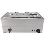 TAIMIKO Commercial Electric Food Warmer Stainless Steel Bain Marie Buffet Food Warmer Steam Table for Catering and Restaurants Wet Well Wet Heat 1500W (2 x 1/3 GN Pans+2x 1/6 GN Pans)