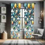 Ambesonne Outer Space Curtains, Cartoon Explorer Saturn Sun and Clouds with Rockets Astronauts Star, Window Treatments 2 Panel Set for Living Room Bedroom, Pair of - 28" x 84", Petrol Blue Multicolor