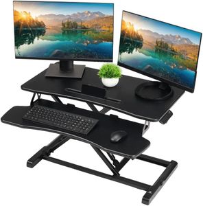 TechOrbits OF-S06-2 Desk Converter-37-inch Height Adjustable, MDF Wood, Sit-to-Stand Rise-X Pro Black, 37"