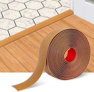 Floor Transition Strip Floor Cover Strips Self Adhesive Flooring Transitions Laminate Floor Strip 2" Wide Vinyl Floor Flat Divider Strip Elegant Wood Grain Design (6.56Ft, Light Brown)