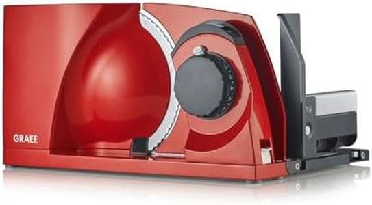 GRAEF Klappbarer Allesschneider MYtiny | Universale elektrische Schneidemaschine für die Küche MT1003 | Wurst, Gemüse, Brotschneidemaschine | Alleschneidemaschine klappbar | rot