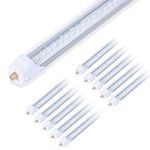 ELEKICO 8ft Led Bulb to Replace Fluorescent Lights, T8 T12 Led Tube Lights 40W 4800LM 5000K (100W Fluorescent Equivalent), Ballast Bypass, Clear Cover (10 Pack)