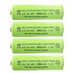 4 X Rechargeable AA 1.2V 300mAh NiMh (Nickel-Metal Hydride) Rechargeable Solar Light Batteries Ni-Mh for use outdoors in Garden Solar Lights