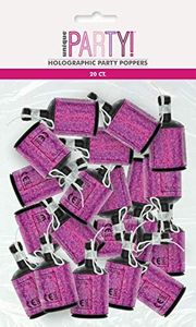 Birthday Pink Glitz Holographic Poppers - Perfect Party Accessory Memorable Celebration - 20ct