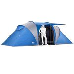 Trail Hartland XL 6 Man 2 Room Tent with Living Area, 3000mm HH Waterproof Rating, 2 Darkened Bedrooms, Easy Pitch Tunnel Tent for Family Camping, King Pole Awning, Storage Bag (L560cm x W220cm x