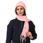 Boldfit Winter Cap for Women Woolen Cap with Mufflers for Women & Ladies Knitted Woolen Muffler for Women & Girls Ladies Muffler Woolen Cap for Women Winter Wear Scarf Pink, Free Size