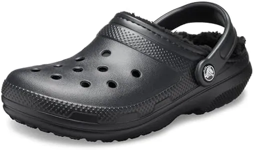 Crocs Men's and Women's Classic Lined Clog | Fuzzy Slippers, Black/Black, 13 Women/11 Men