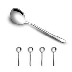 4-Piece Round Stainless Steel Bouillon Spoons Soup Spoons, Stainless Steel Large Round Spoons, Heavy-Weight Round Deep Bowl Spoon Set, Dinner Metal Spoons for Soup Grain Dessert Milk