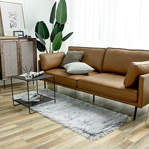 Ashler HOME DECO Soft Faux Sheepskin Fur Chair Couch Cover Area Rug Bedroom Floor Sofa Living Room Light Gray 2.2 x 6 Feet